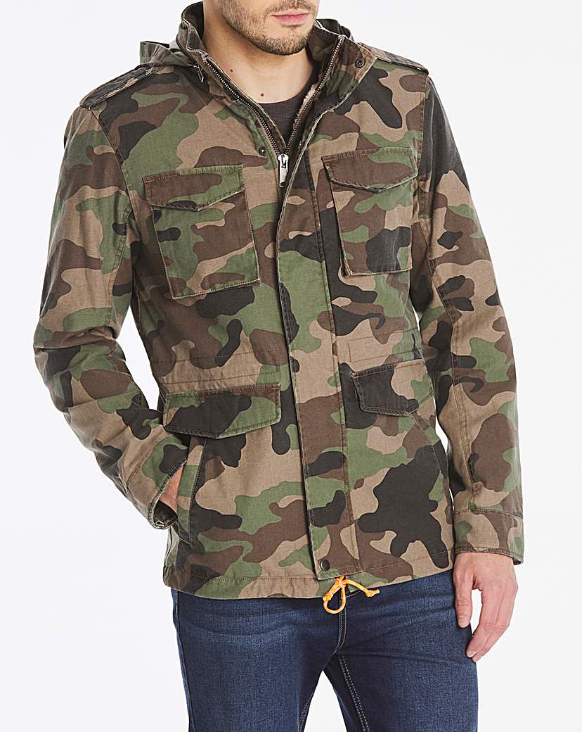 Image of Camo Casual Borg Lined Jacket Long