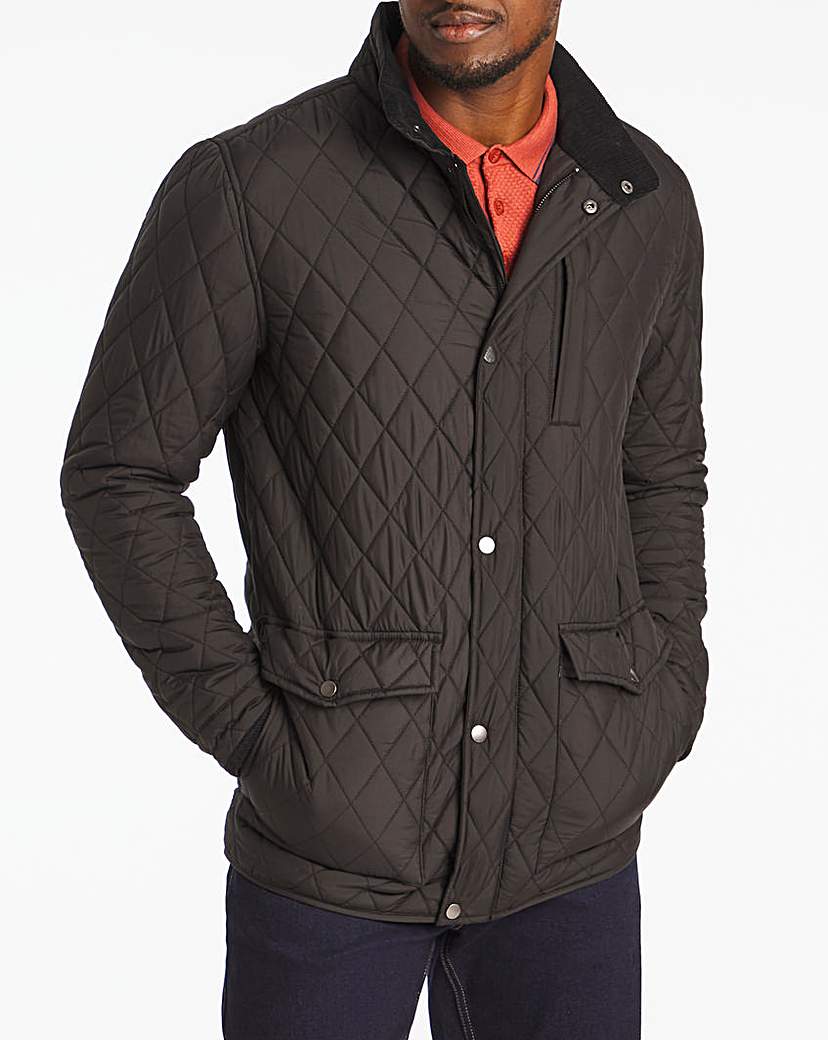 Image of Black Quilted Three Pocket Jacket Long