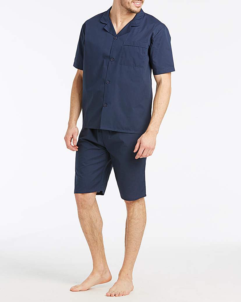 Image of Navy Short Sleeve Plain PJ Set