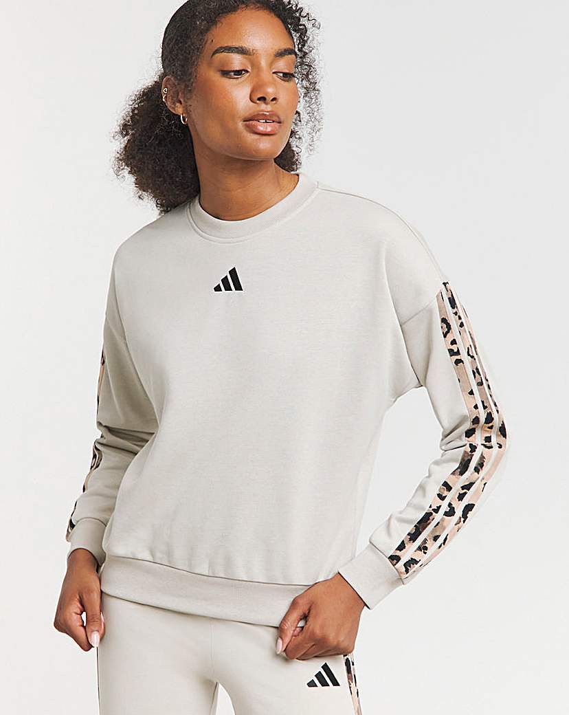 New In - Adidas Leopard Print 3 Stripe Sweatshirt