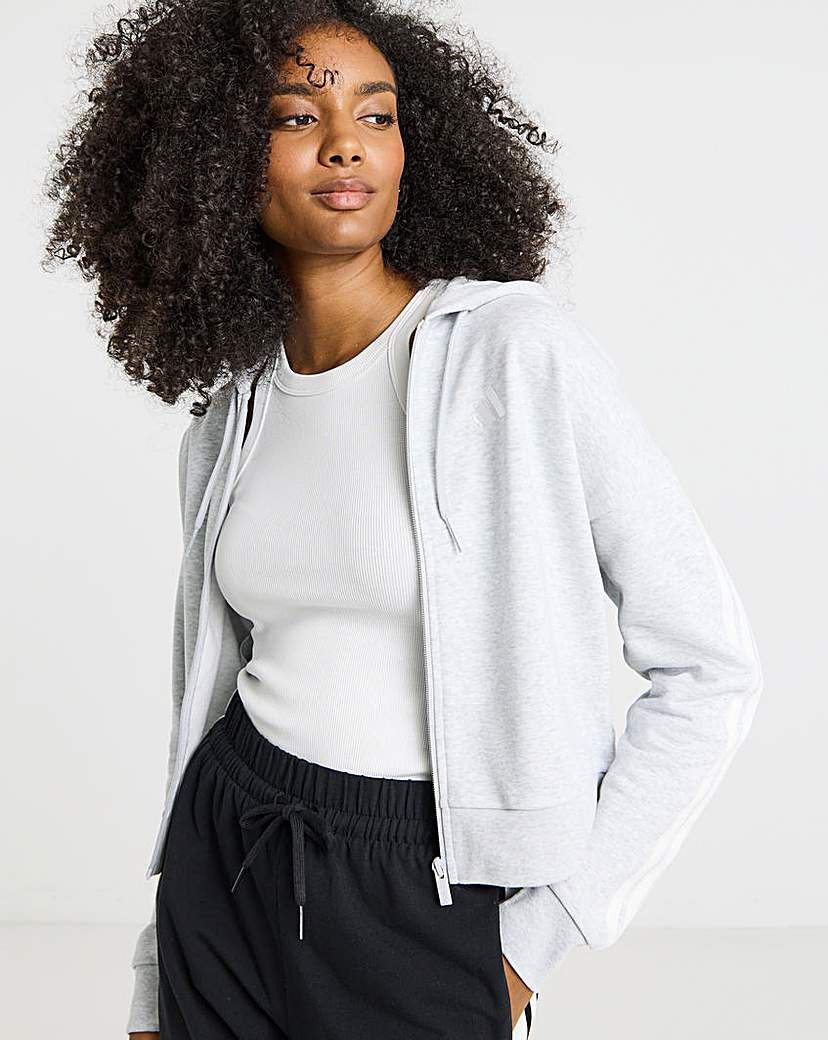 New In - adidas Full Zip 3 Stripe Hoodie
