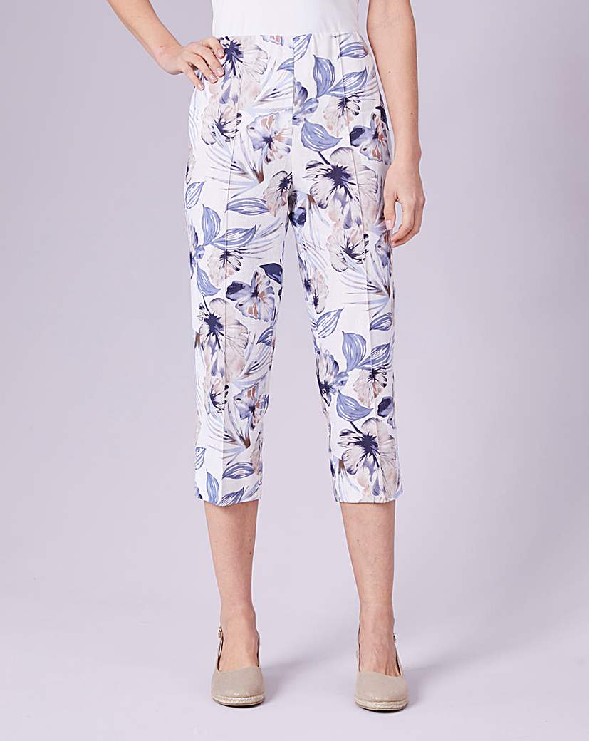 Image of Julipa Crop Linen Print Mix Trousers