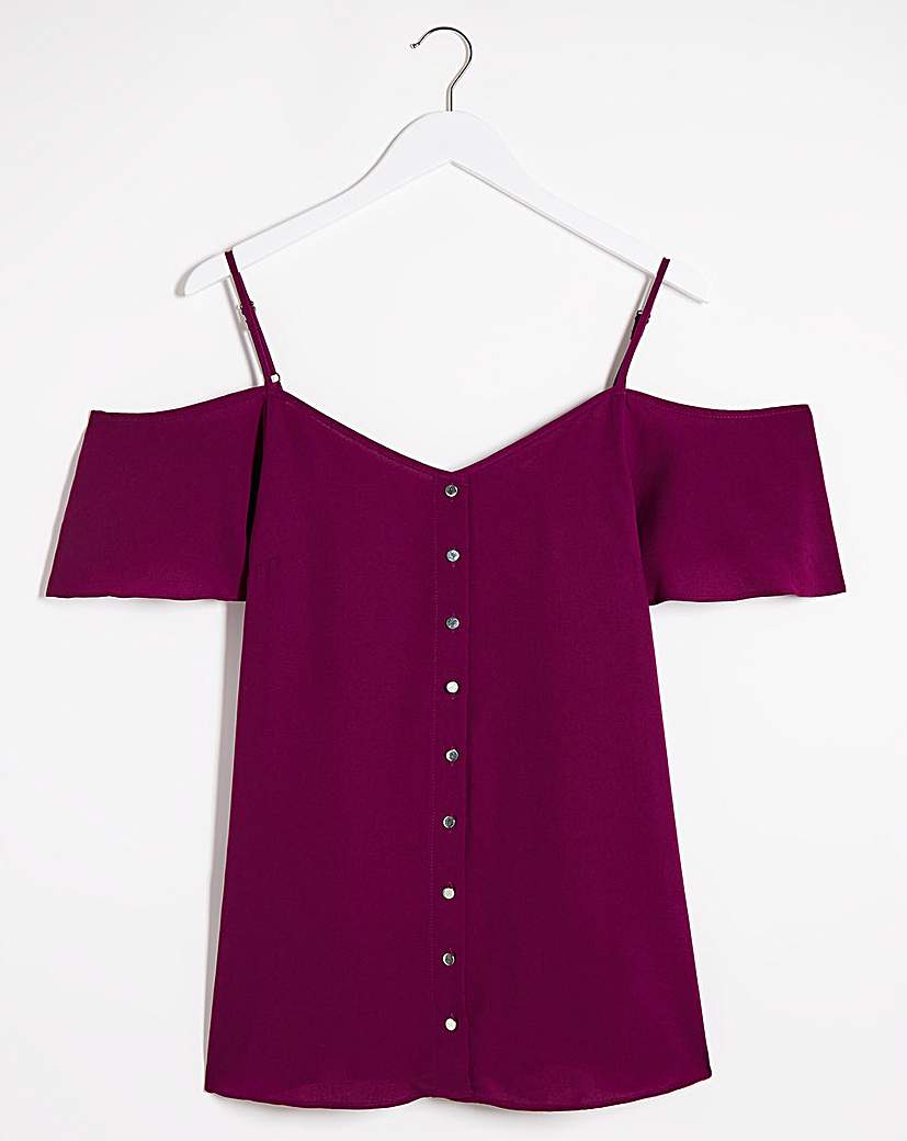 Image of Aubergine Cold Shoulder Cami Top