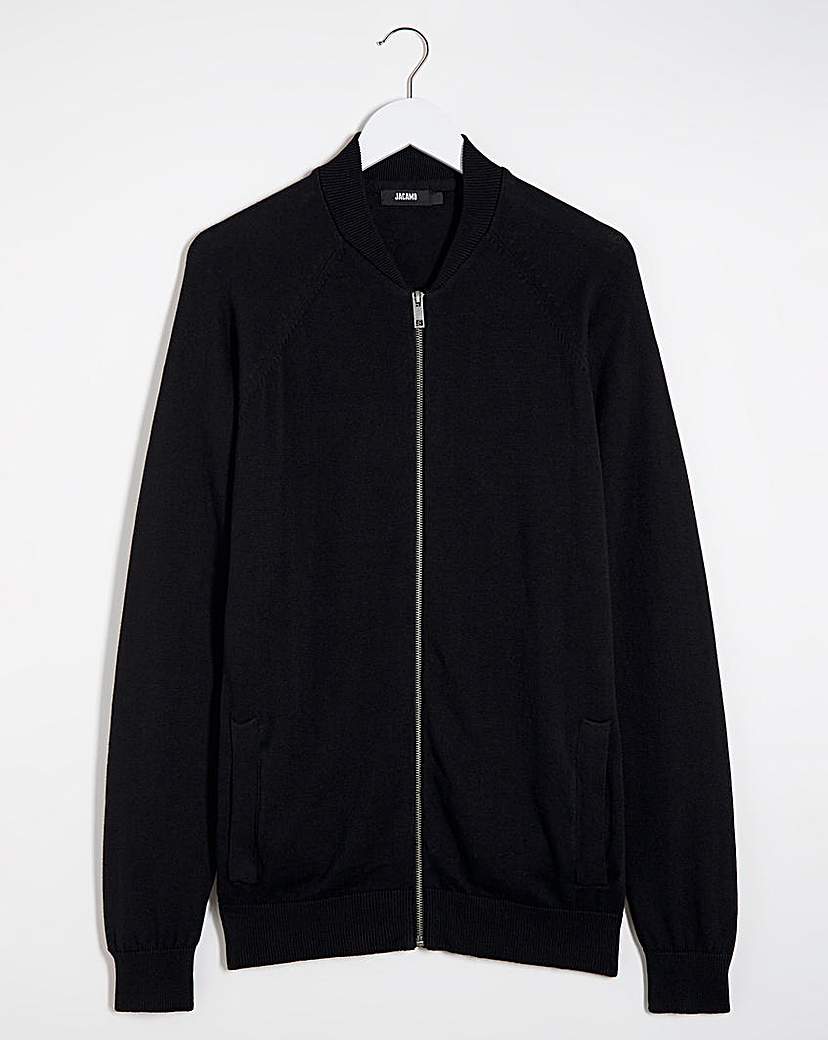 Image of Black Cotton Bomber Jacket Long