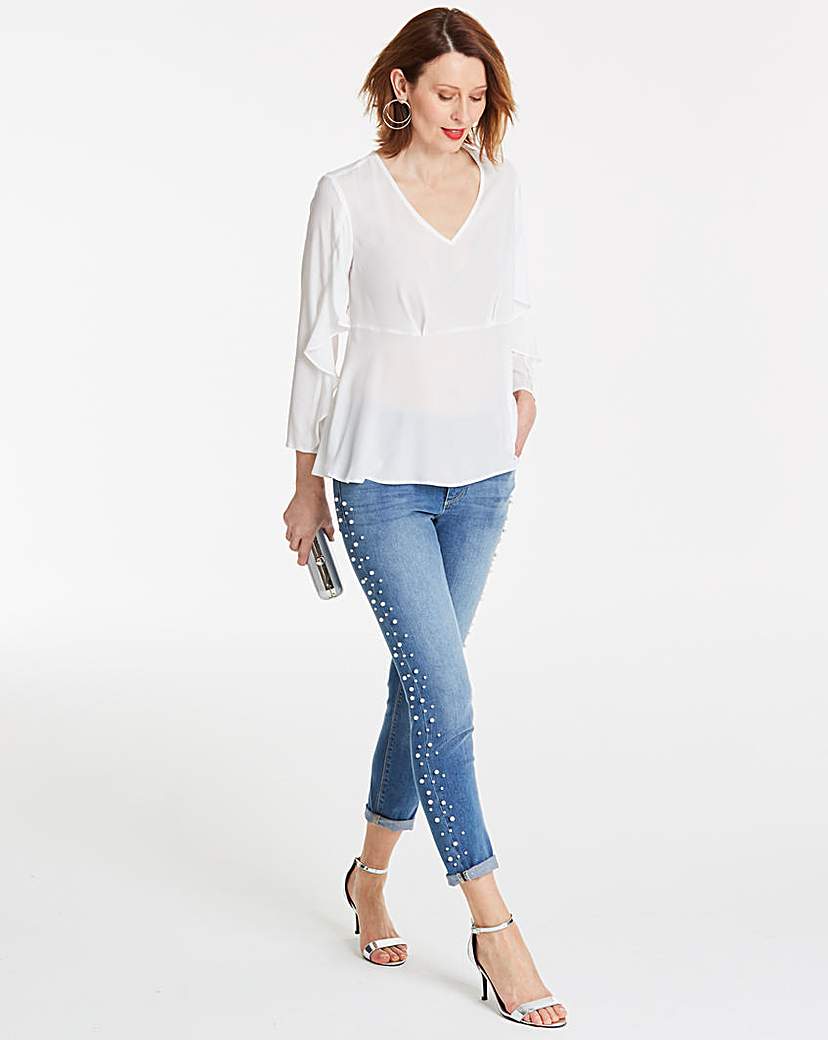 Image of Ivory Long Sleeve FrillTop