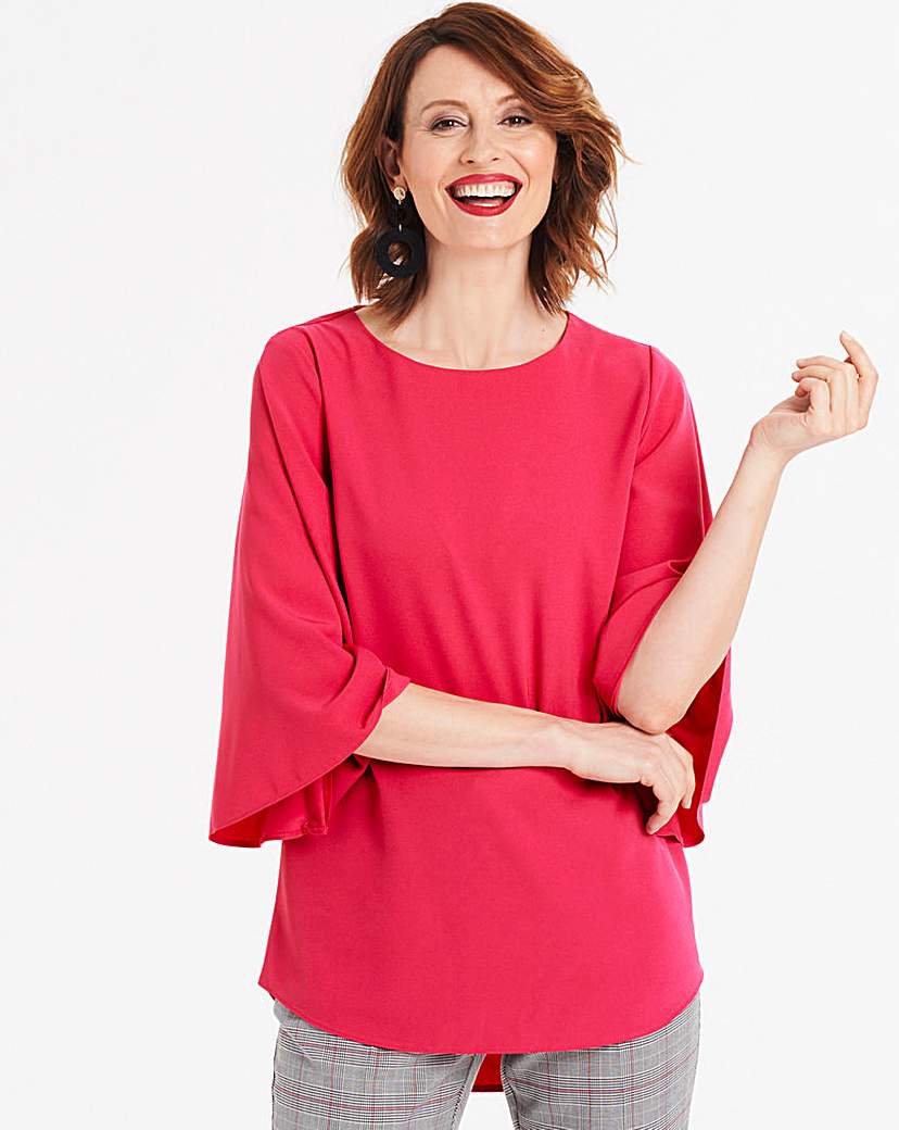 Image of Pink Boat Neck Angel Sleeve Top