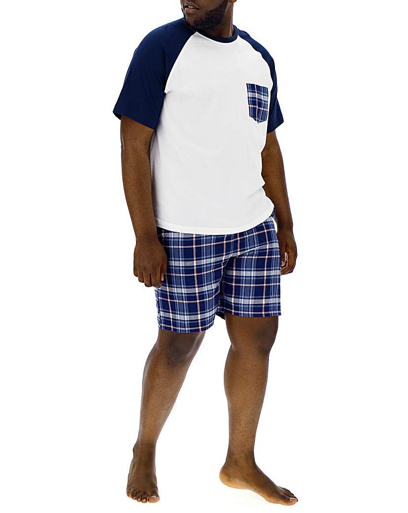 Image of Navy Check Woven Short Pyjama Set