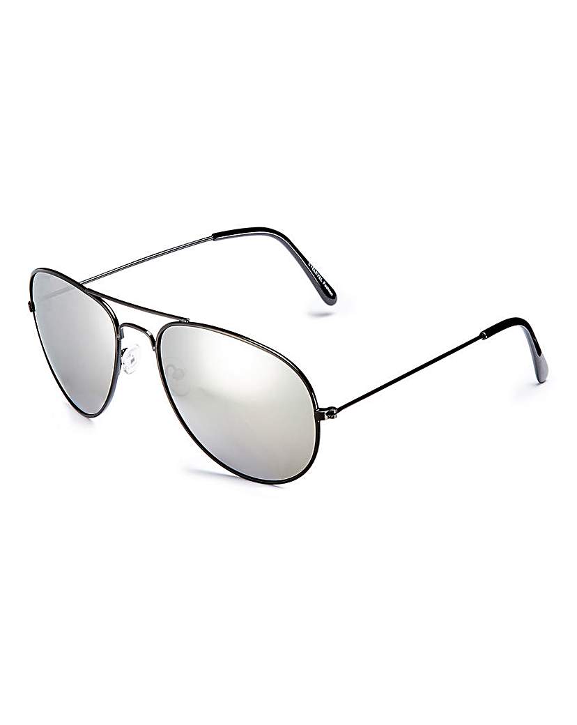Image of Squadron Black/Silver Aviator Sunglasses