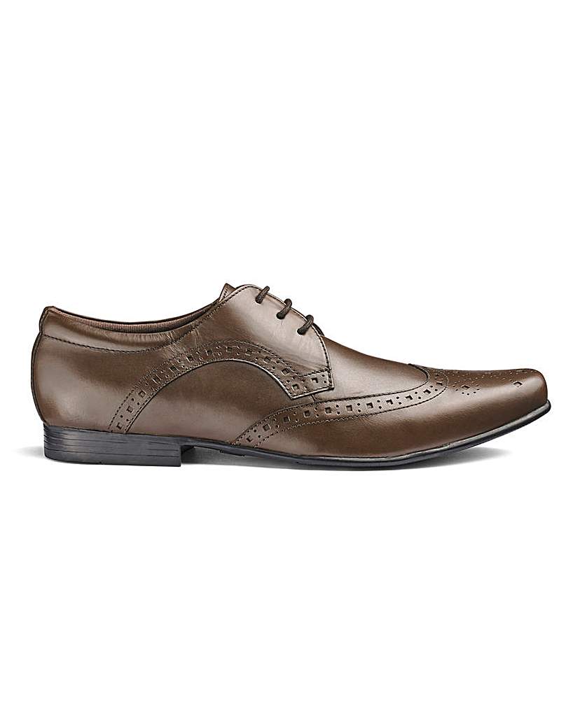 Leather Formal Brogue Shoes Ex Wide Fit