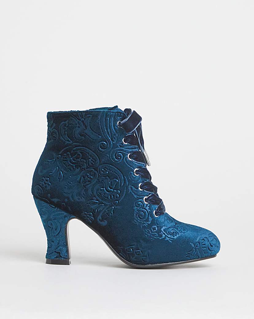 New In - Joe Browns Velvet Lace Up Bootie E Fit