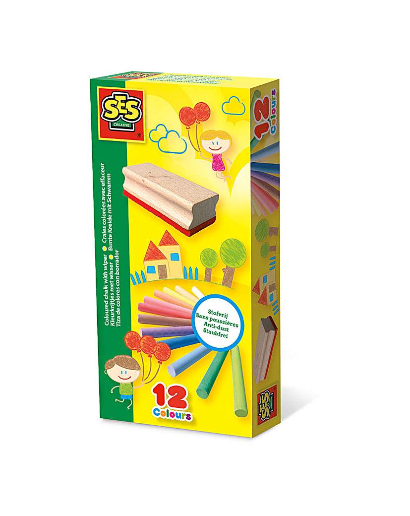 Image of Children's Coloured Chalk with Wiper Set
