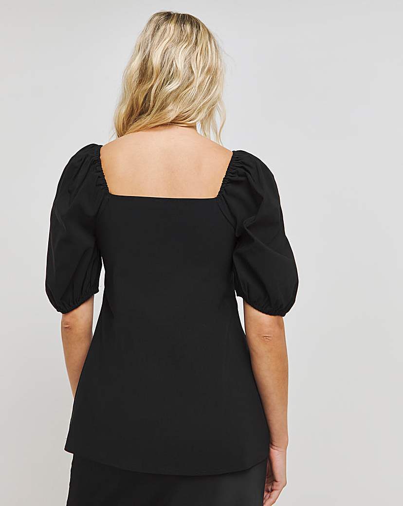 Black Superstretch Bengaline Ruched Top