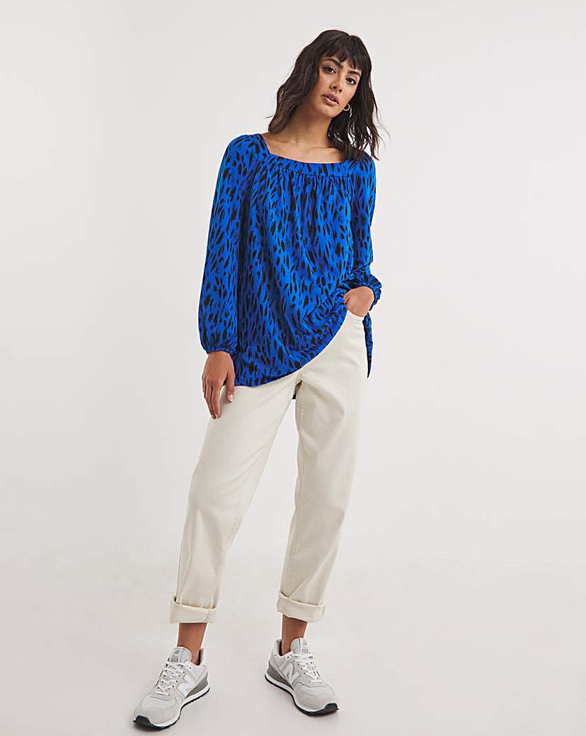 Animal Print Square Neck Swing Top