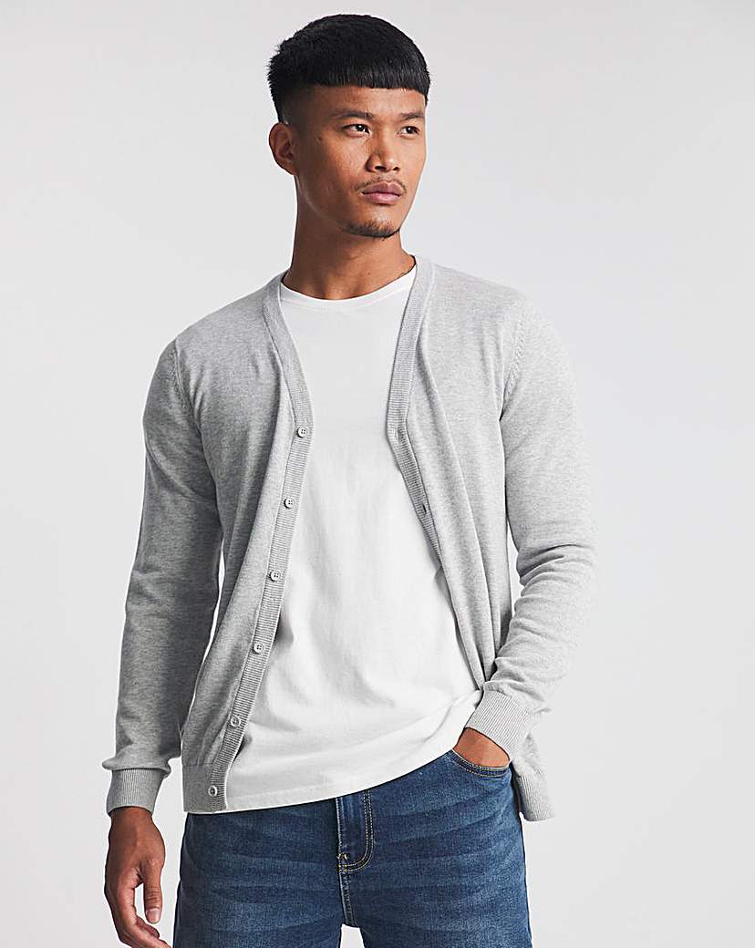 Grey Marl Knitted Cotton Cardigan