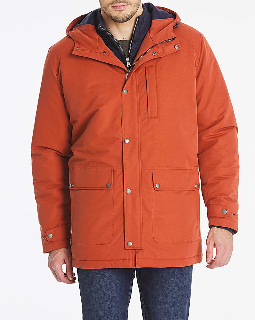 Red Hooded Fleece Lined Jacket