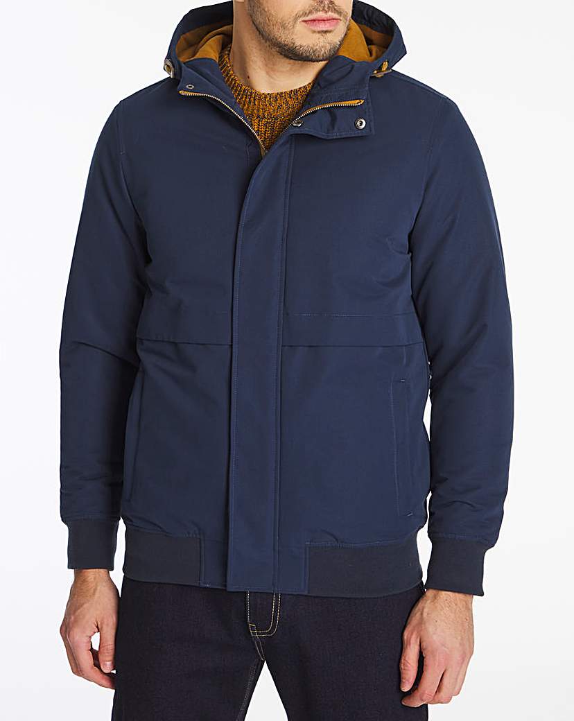Image of Navy Hooded Fleece Lined Bomber