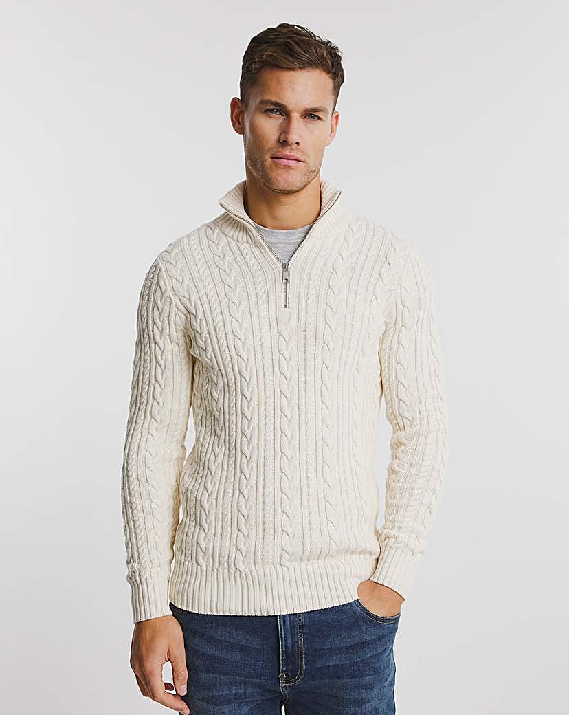 Snow White Cable 1/2 Zip Neck Jumper