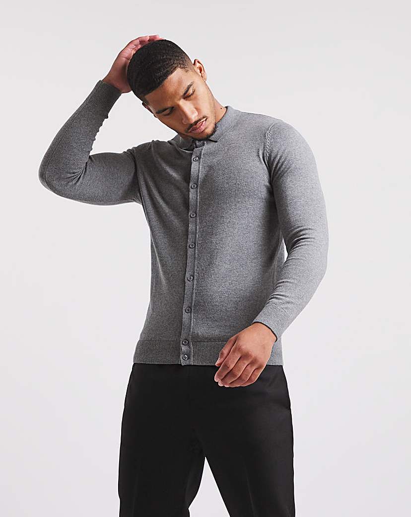 Cashmere Button Through Long Sleeve Polo