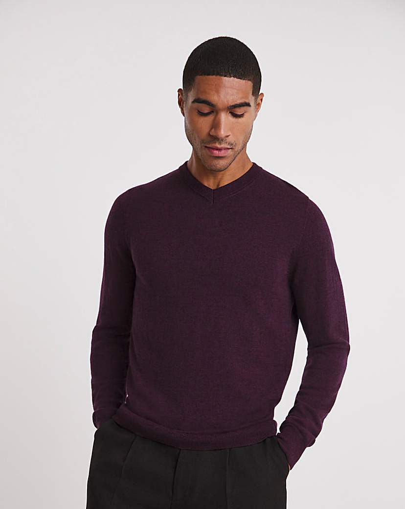 Burgundy V Neck Sweater Jacamo