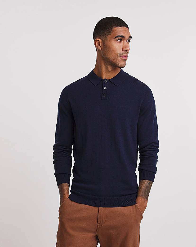 Merino Wool Long Sleeve Polo