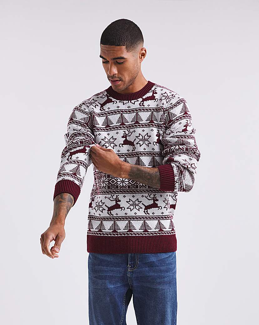 Red Reindeer Fairisle Jumper - Red