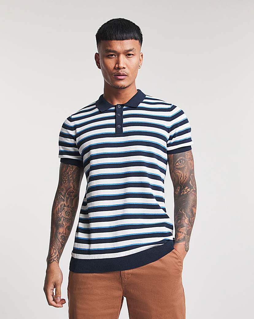End On End Stripe Knitted Polo