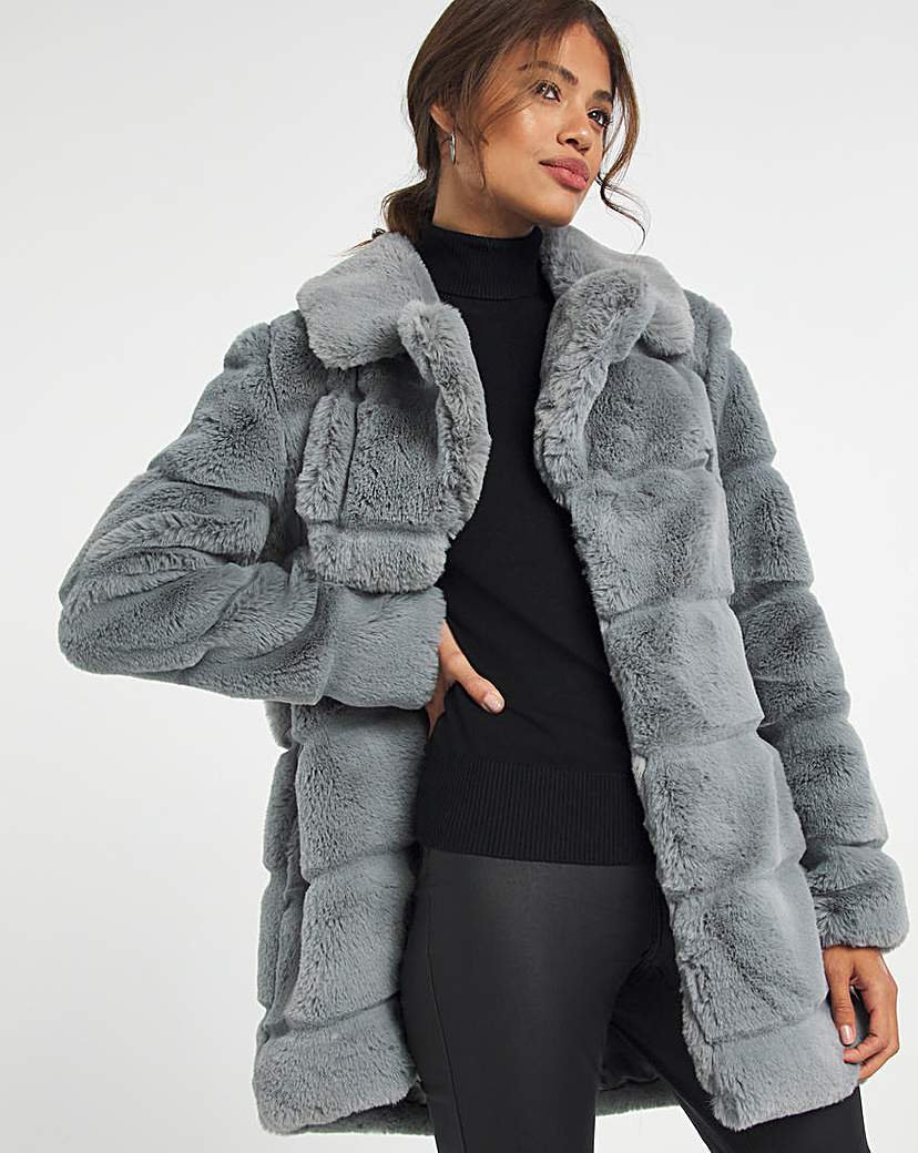 hush ella faux fur coat midnight