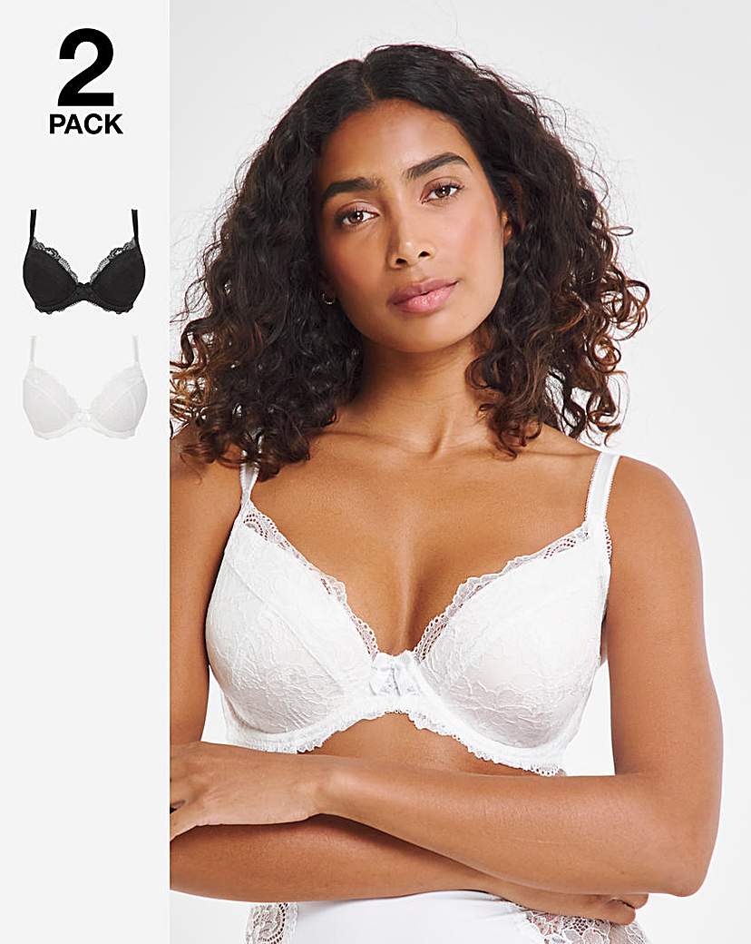 2 Pack Ella Lace Padded Plunge Bras