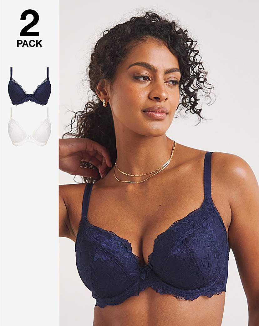 2 Pack Ella Lace Padded Plunge Bras