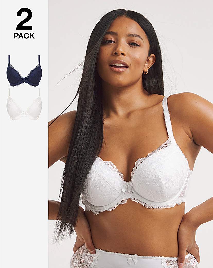 2 Pack Ella Lace Minimiser Wired Non Padded Bras