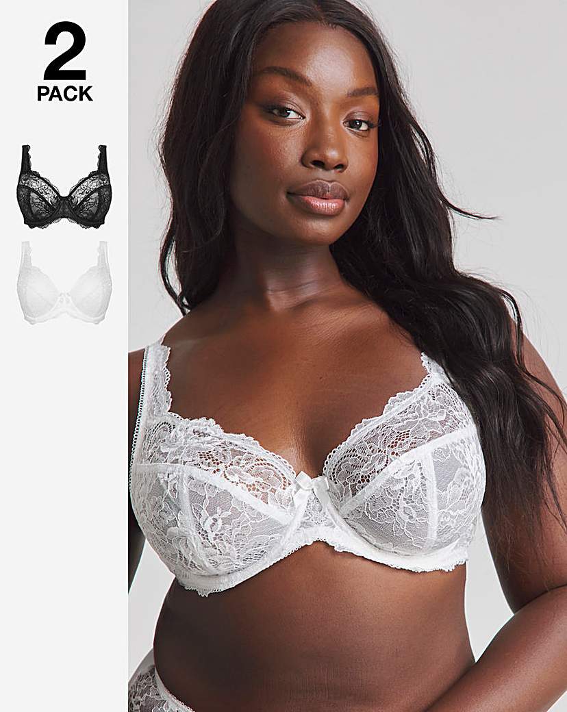 2 Pack Ella Lace Full Cup Wired Bras