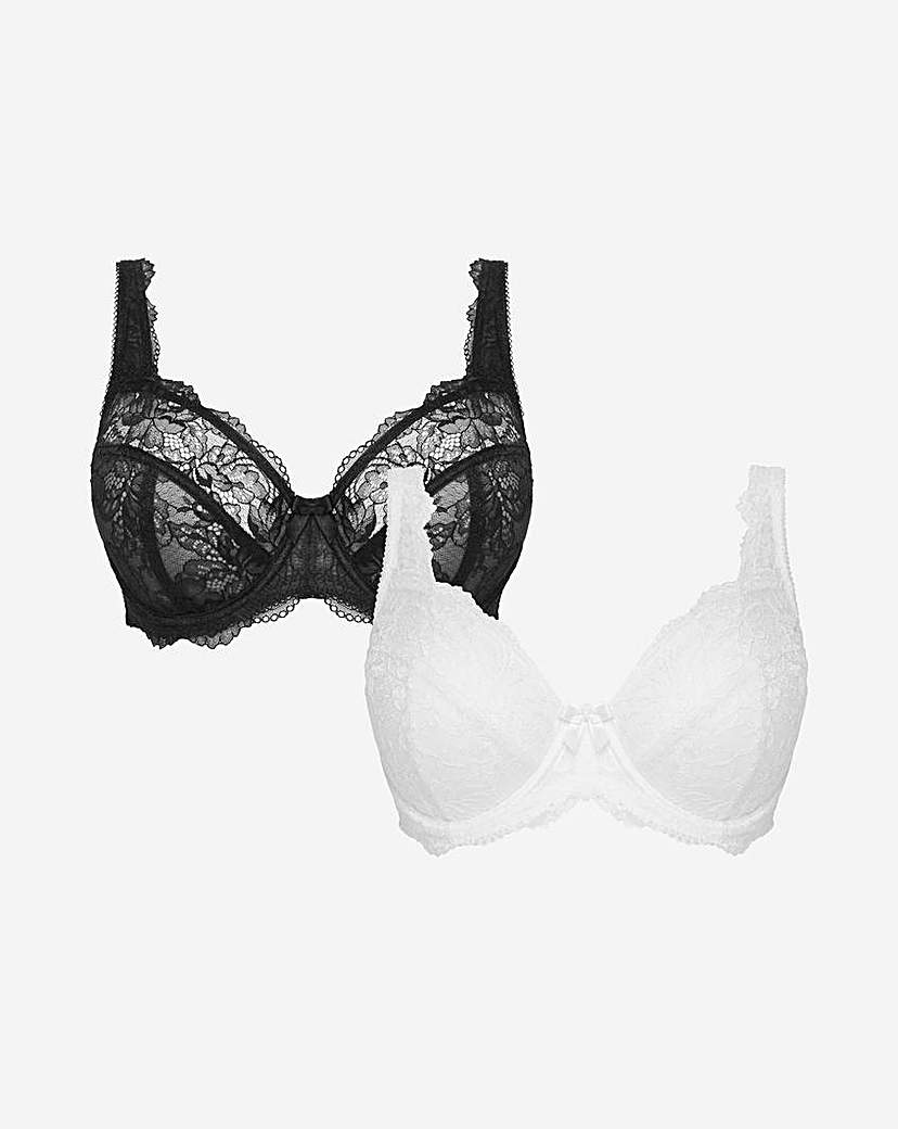 2 Pack Ella Lace Full Cup Wired Bras