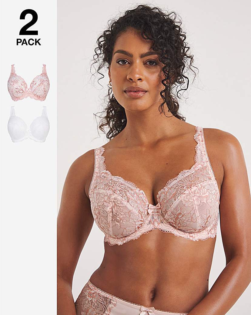 2 Pack Ella Lace Full Cup Wired Bras