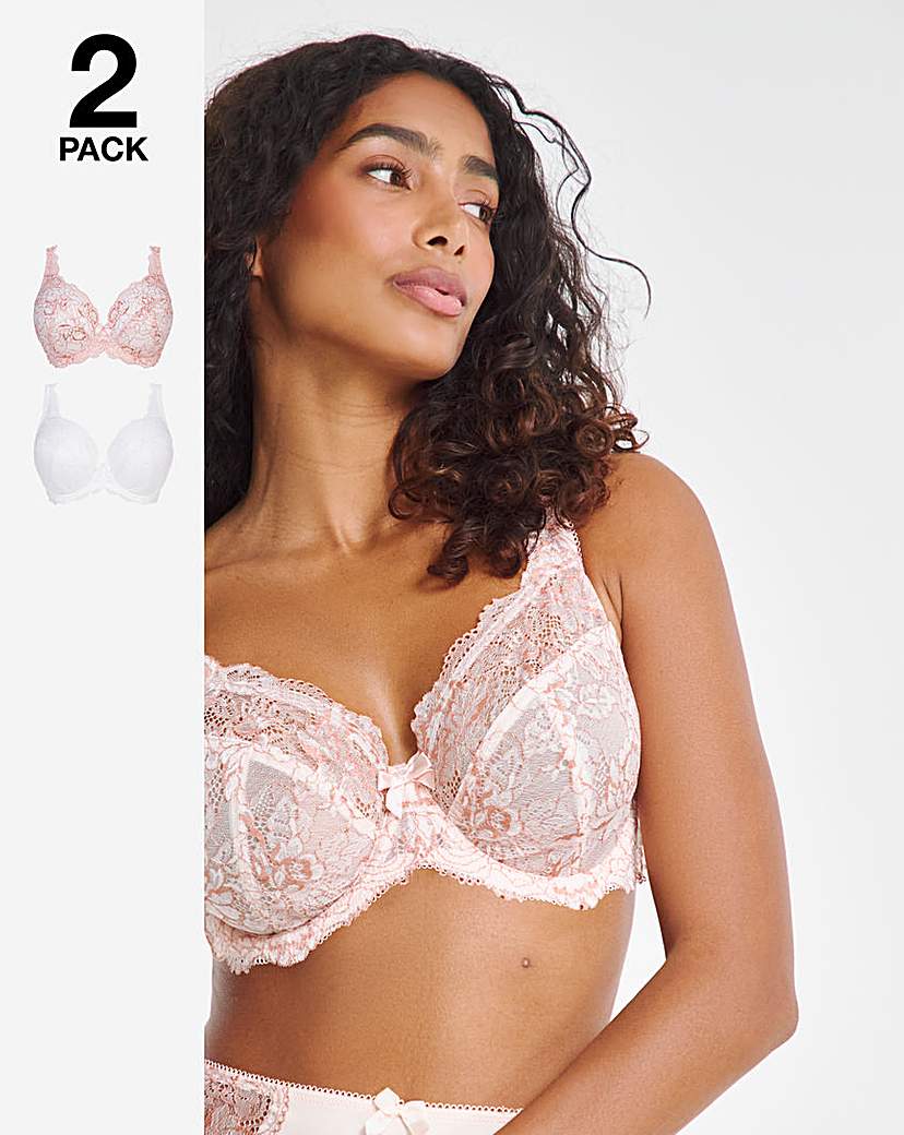 2 Pack Ella Lace Full Cup Wired Bras