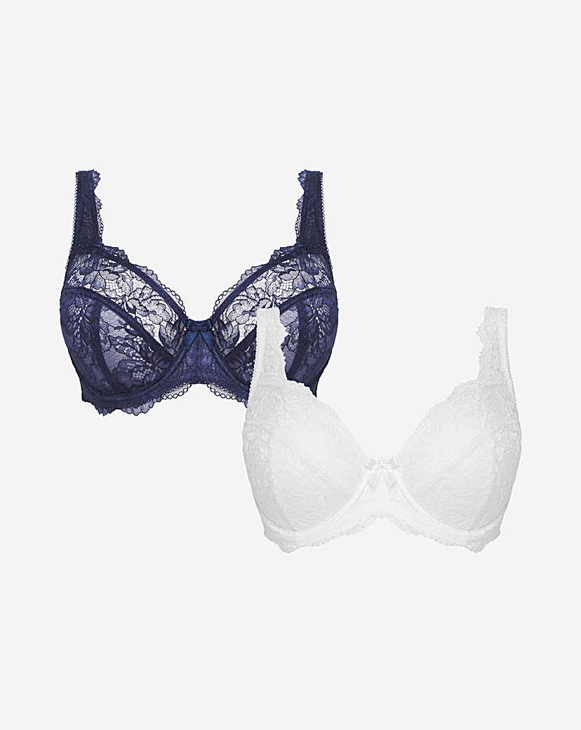 2 Pack Ella Lace Full Cup Wired Bras