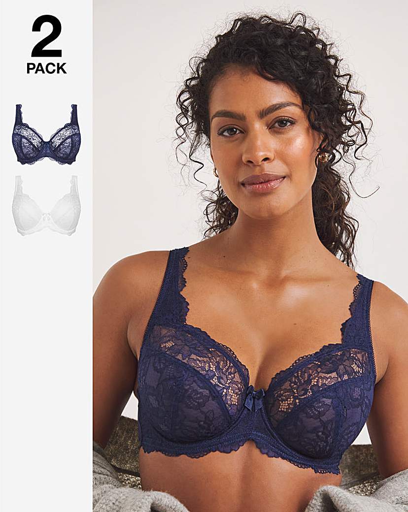 2 Pack Ella Lace Full Cup Wired Bras