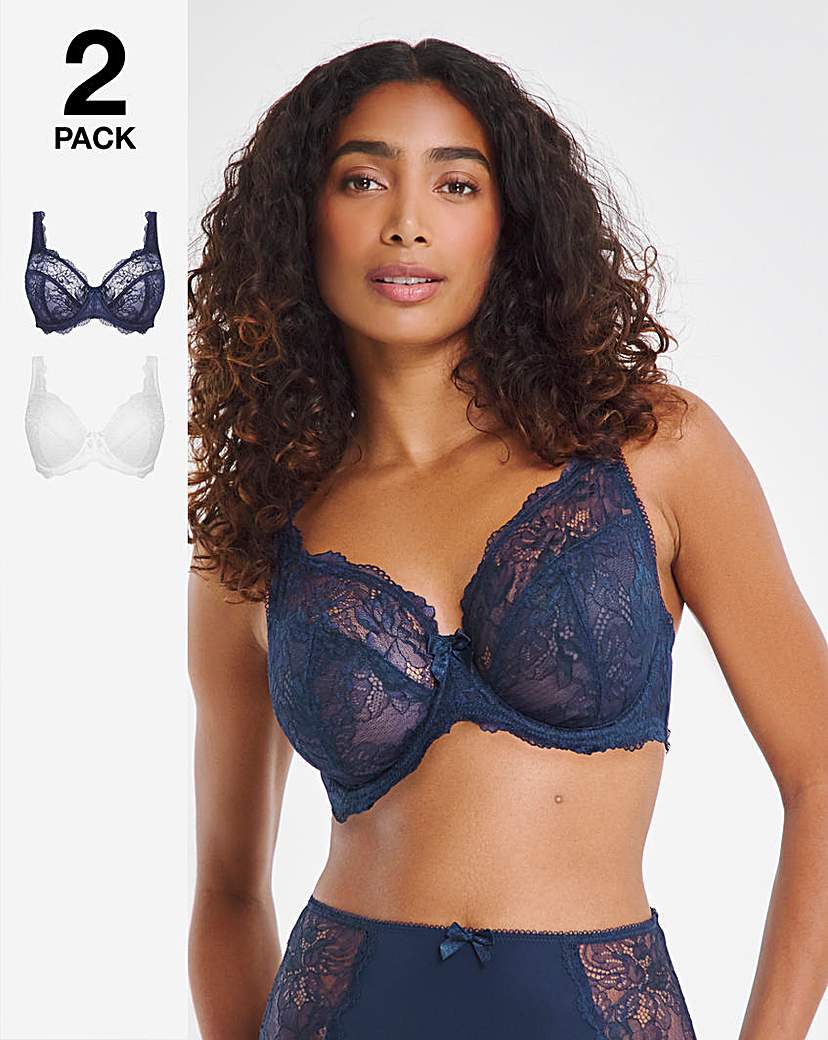 2 Pack Ella Lace Full Cup Wired Bras