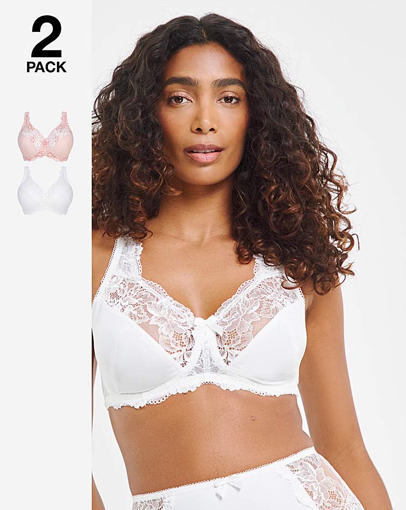 2 Pack Ella Lace Non Wired Full Cup Bras