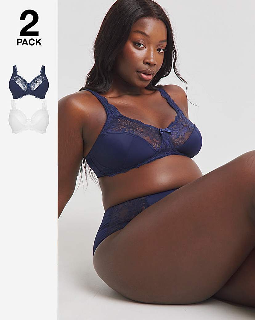 2 Pack Ella Lace Non Wired Full Cup Bras