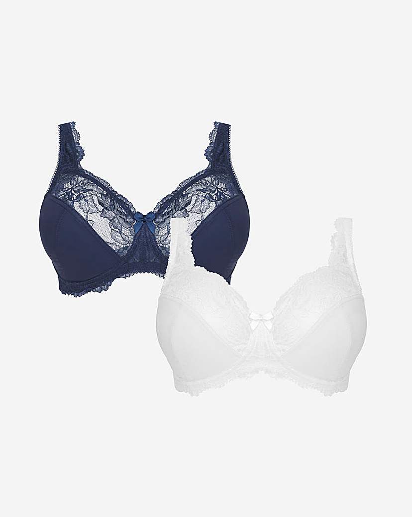 2 Pack Ella Lace Non Wired Full Cup Bras