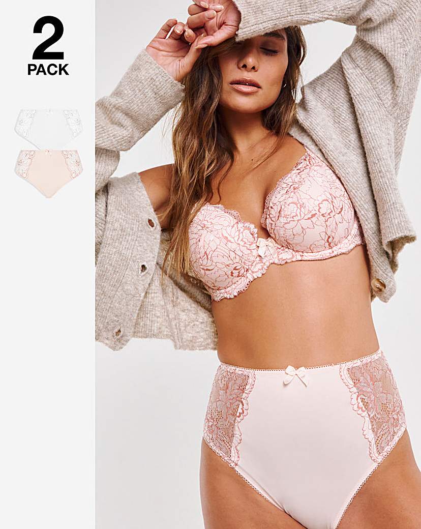 Blush/White 2 Pack Ella Lace Briefs