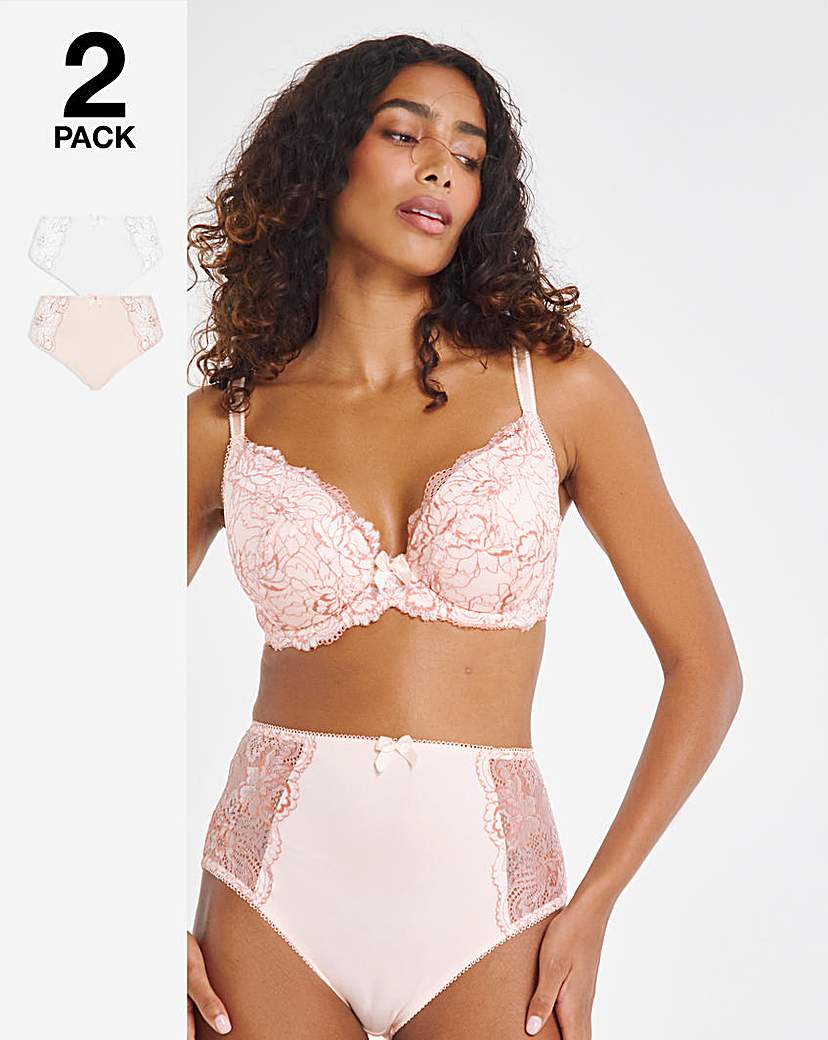 Blush/White 2 Pack Ella Lace Briefs