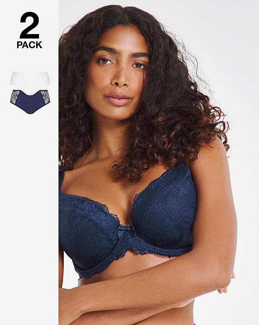 Navy/White 2 Pack Ella Lace Briefs