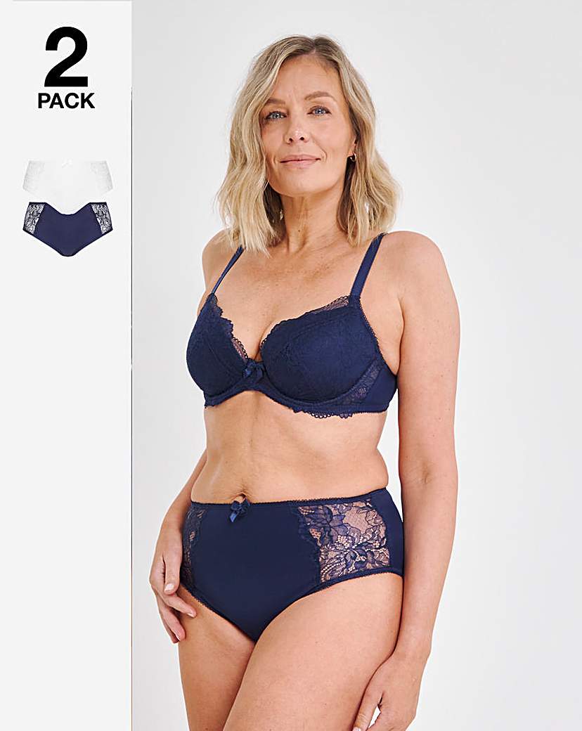 Navy/White 2 Pack Ella Lace Briefs