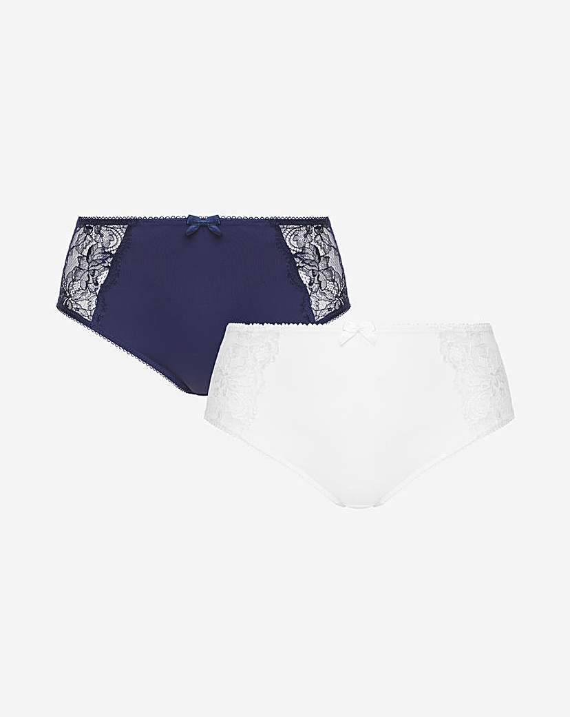 Navy/White 2 Pack Ella Lace Briefs