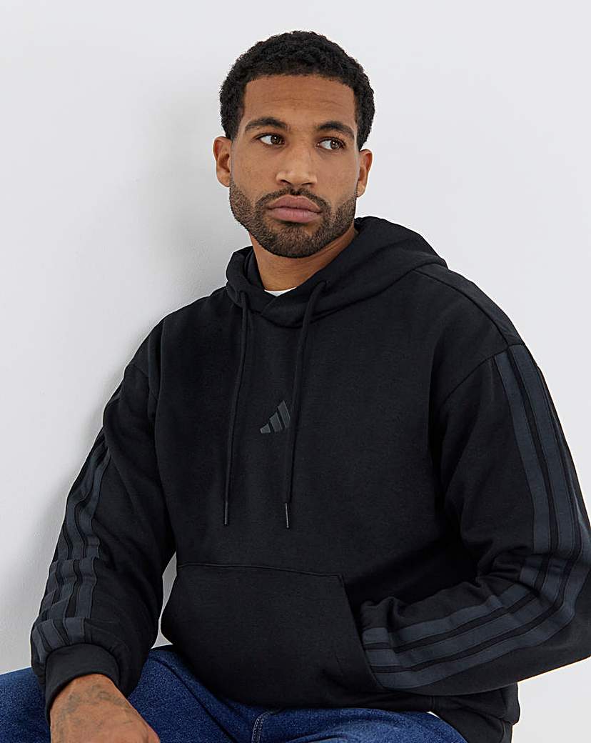 adidas 3 Stripes Fleece Hoodie BlackGrey adidas …