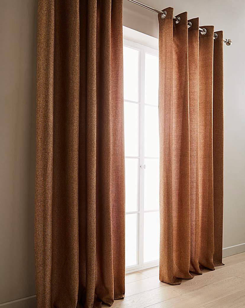 Basket Weave Long Length Eyelet Curtains