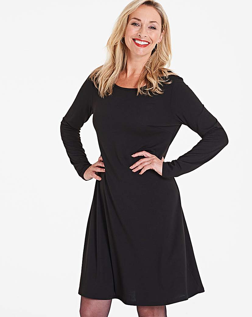 Black Long Sleeve Swing Dress