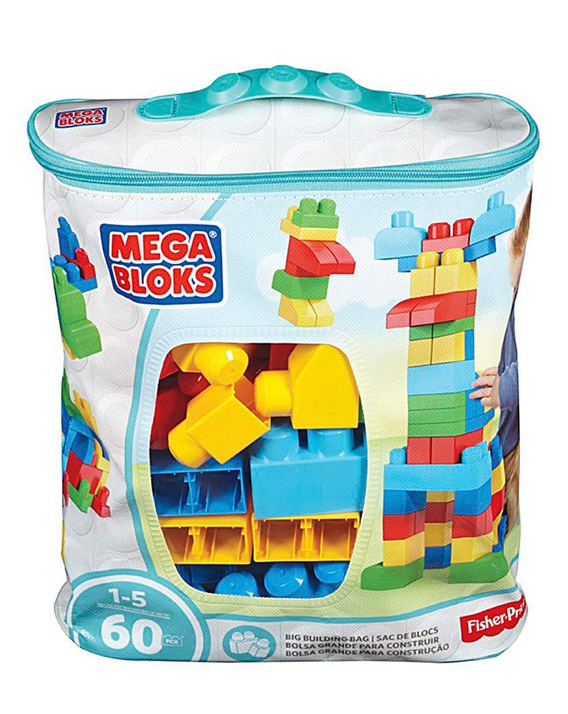 Mega Bloks Big Building Bag 60pc Blue