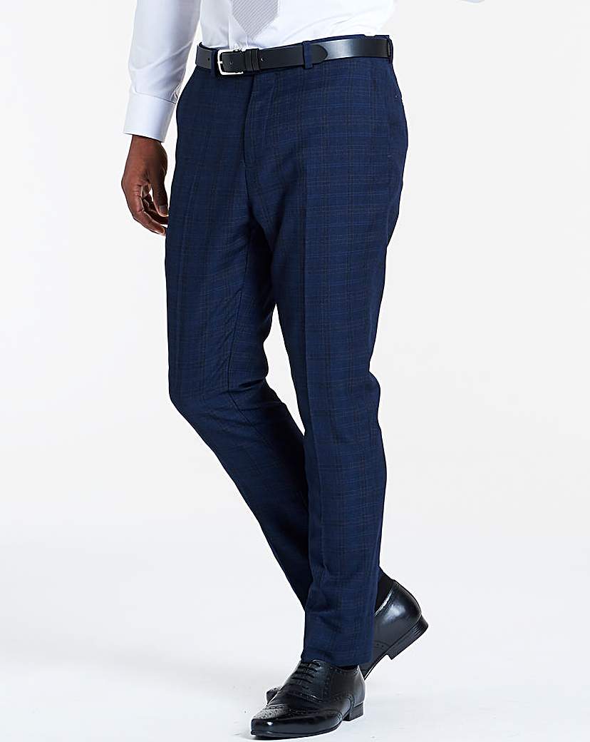 Navy Check Suit Trousers
